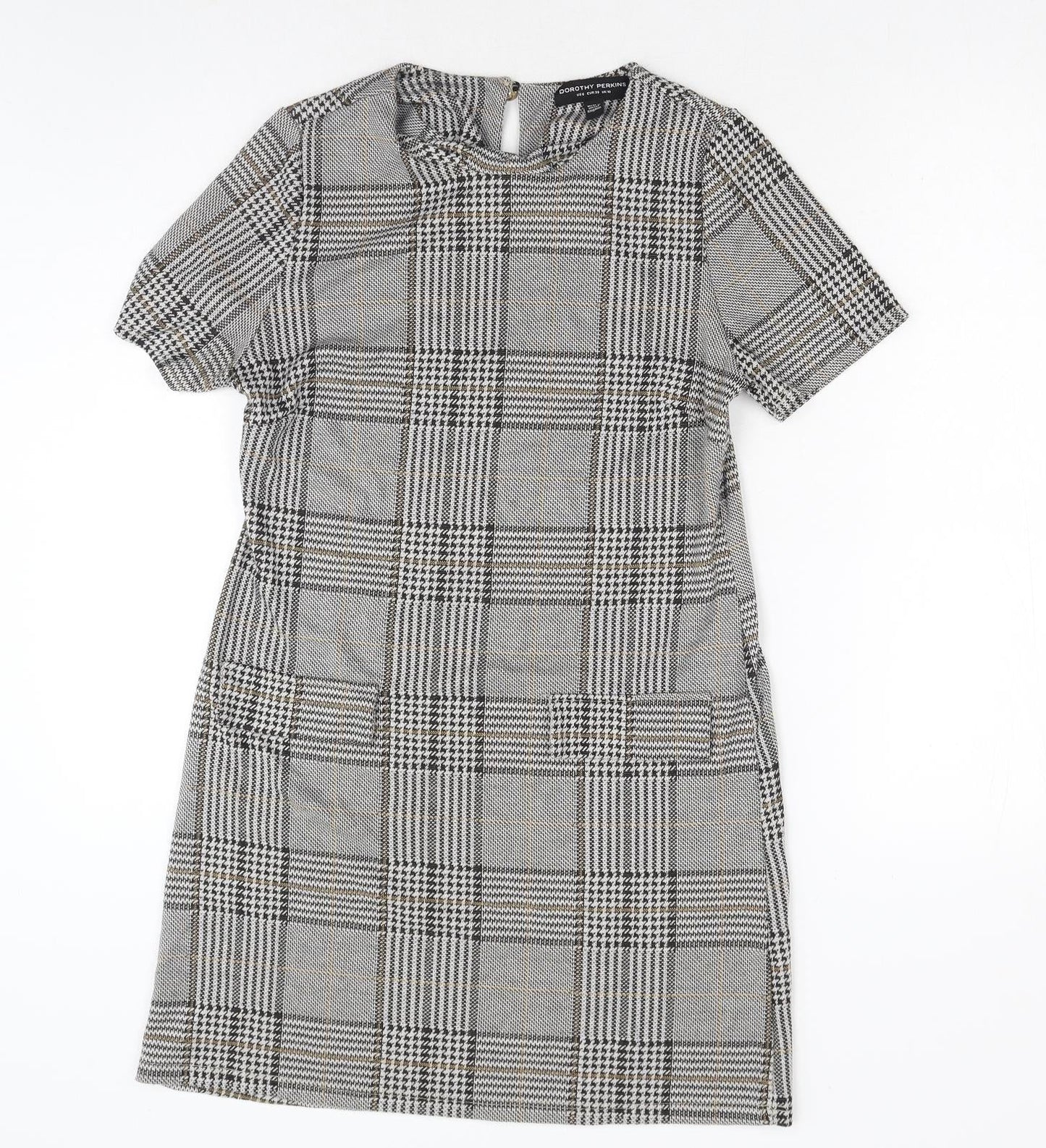 Dorothy Perkins Womens Grey Geometric Polyester Shift Size 10 Round Neck Pullover