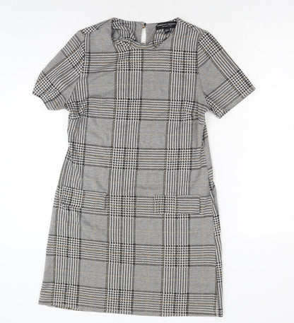 Dorothy Perkins Womens Grey Geometric Polyester Shift Size 10 Round Neck Pullover