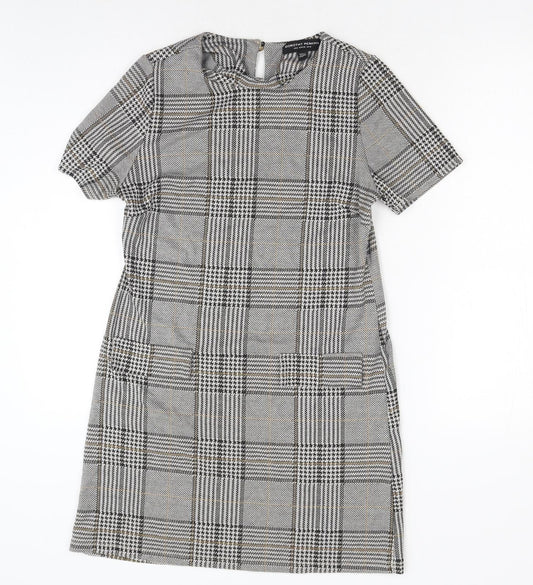 Dorothy Perkins Womens Grey Geometric Polyester Shift Size 10 Round Neck Pullover