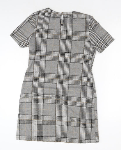 Dorothy Perkins Womens Grey Geometric Polyester Shift Size 10 Round Neck Pullover