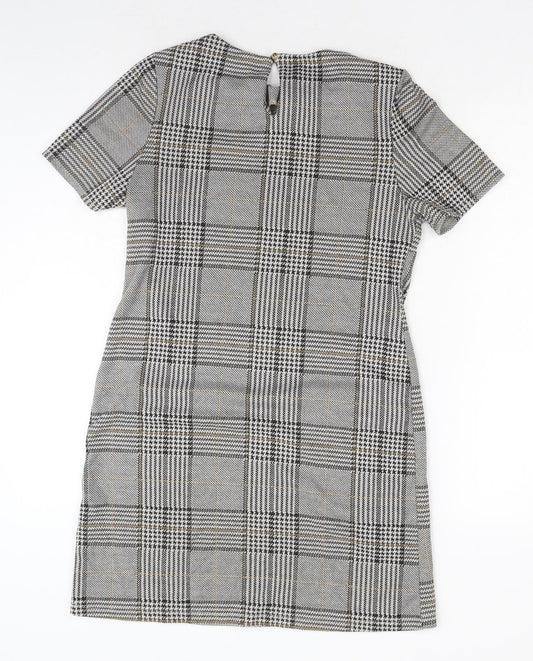 Dorothy Perkins Womens Grey Geometric Polyester Shift Size 10 Round Neck Pullover