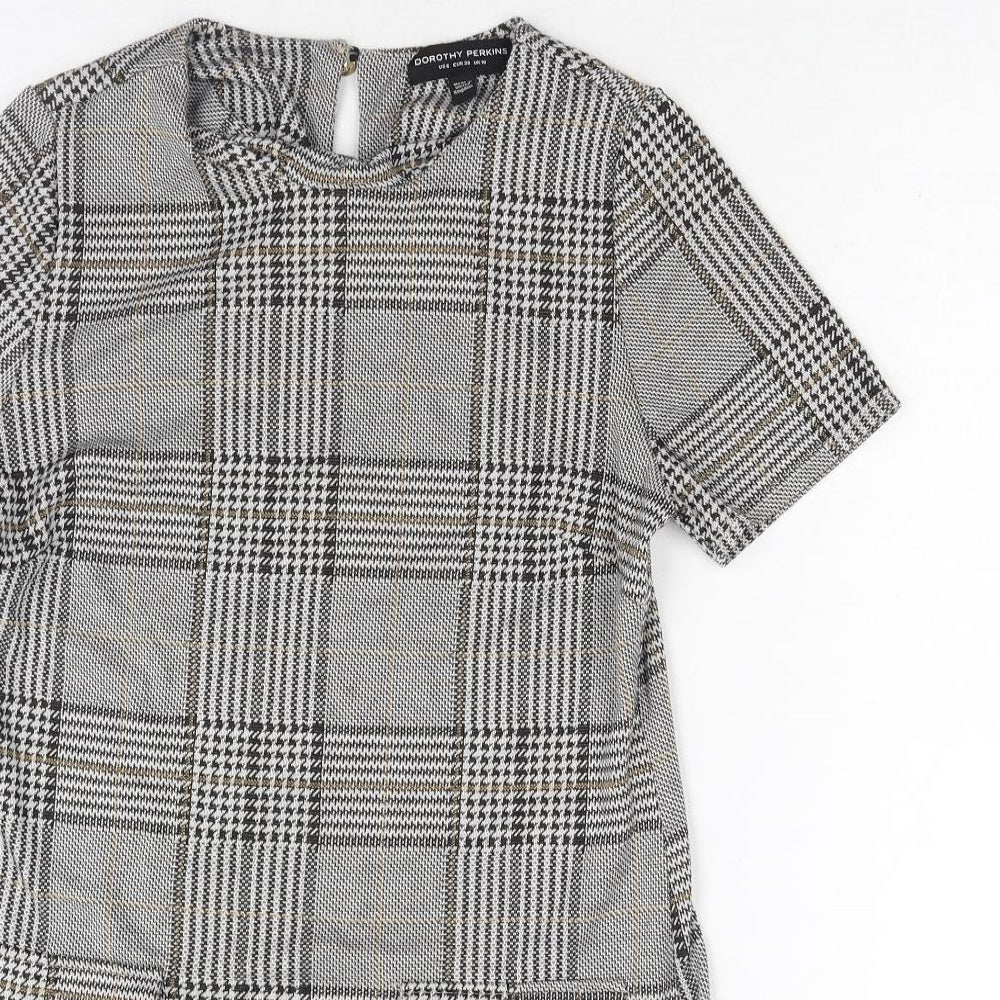 Dorothy Perkins Womens Grey Geometric Polyester Shift Size 10 Round Neck Pullover
