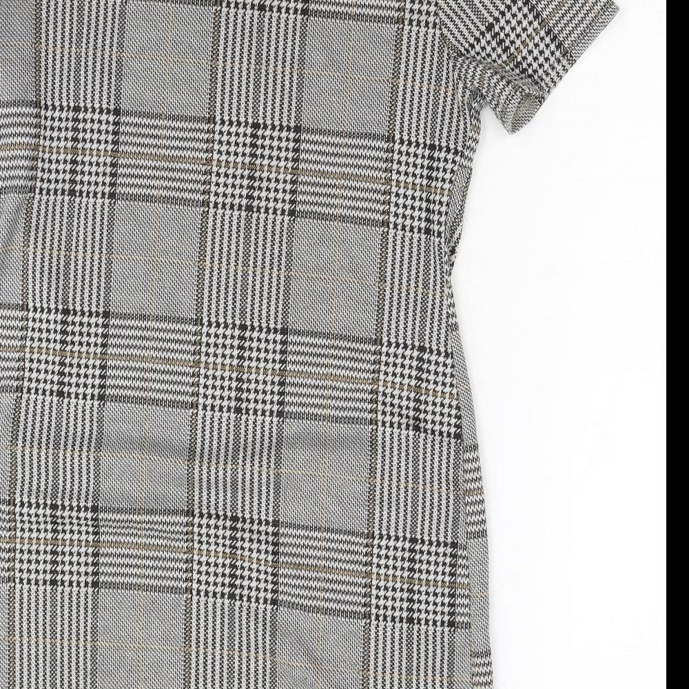 Dorothy Perkins Womens Grey Geometric Polyester Shift Size 10 Round Neck Pullover