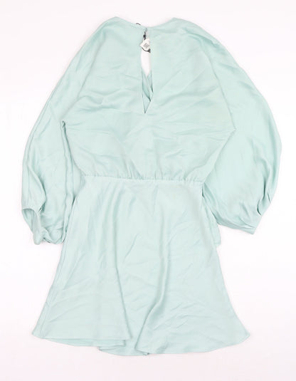 Zara Womens Blue Polyester A-Line Size XS V-Neck Pullover