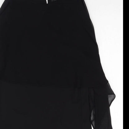 F&F Womens Black Polyester Shift Size 10 Round Neck Button