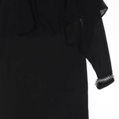 F&F Womens Black Polyester Shift Size 10 Round Neck Button