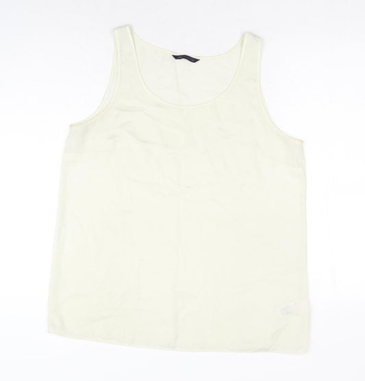 Marks and Spencer Womens White Polyester Basic Tank Size 16 Round Neck