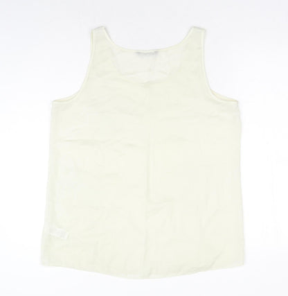 Marks and Spencer Womens White Polyester Basic Tank Size 16 Round Neck