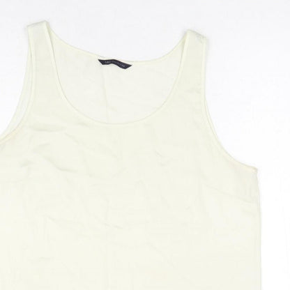 Marks and Spencer Womens White Polyester Basic Tank Size 16 Round Neck