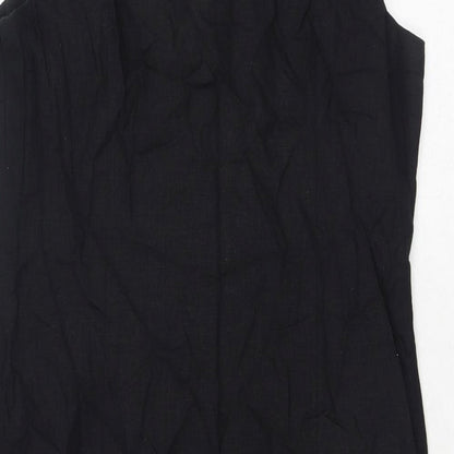 Nutmeg Womens Black Polyester Shift Size 12 Boat Neck Zip - Broderie Anglaise Details