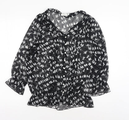 Womens UK Size 10 NEXT Black Basic Button-Up