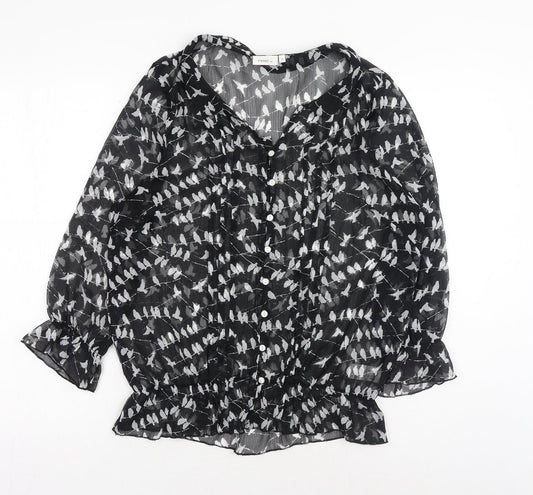 Womens UK Size 10 NEXT Black Basic Button-Up