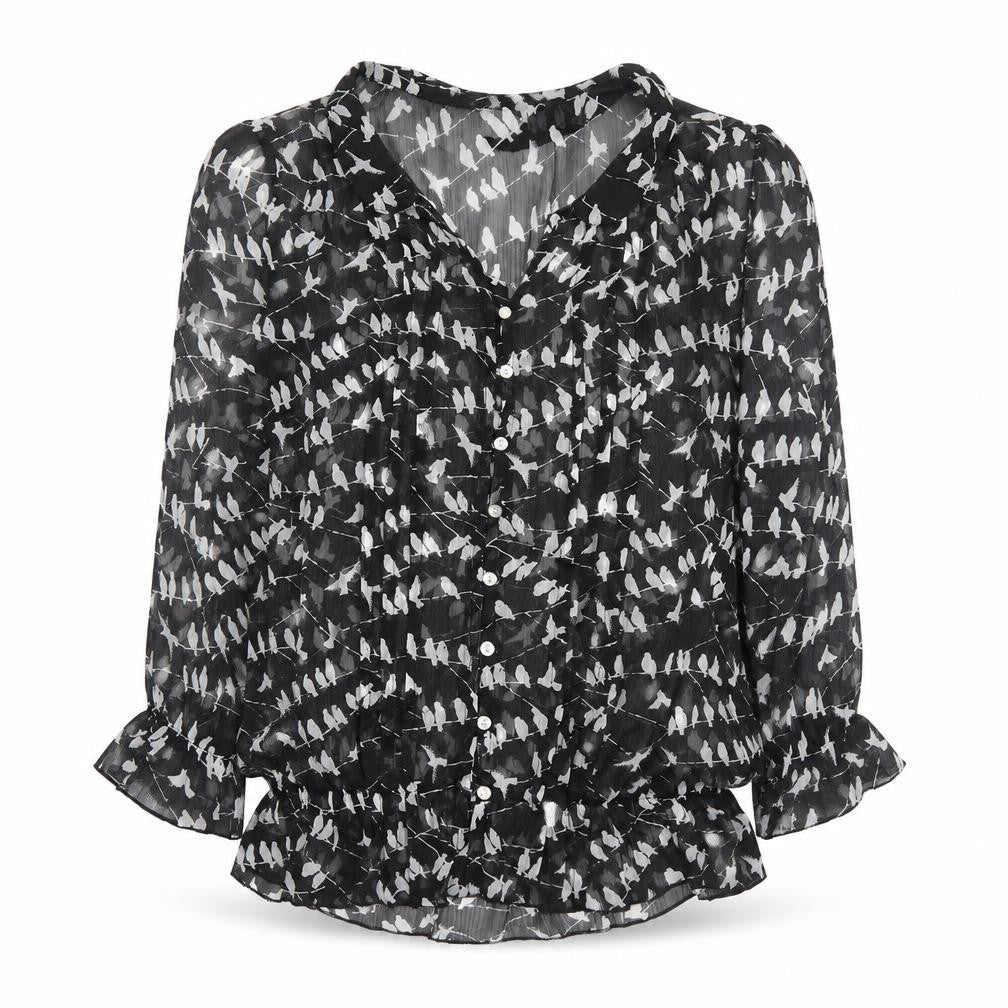 Womens UK Size 10 NEXT Black Basic Button-Up