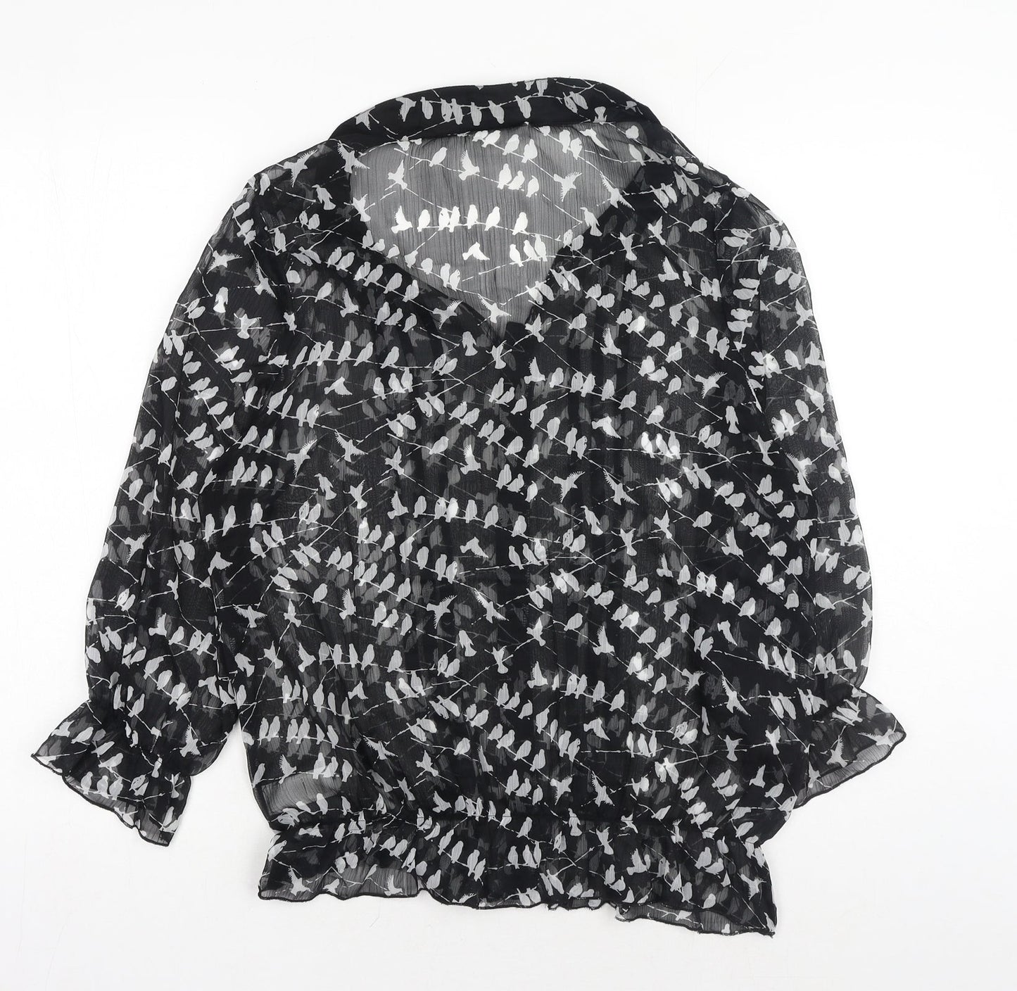 Womens UK Size 10 NEXT Black Basic Button-Up