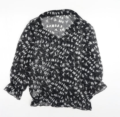 Womens UK Size 10 NEXT Black Basic Button-Up