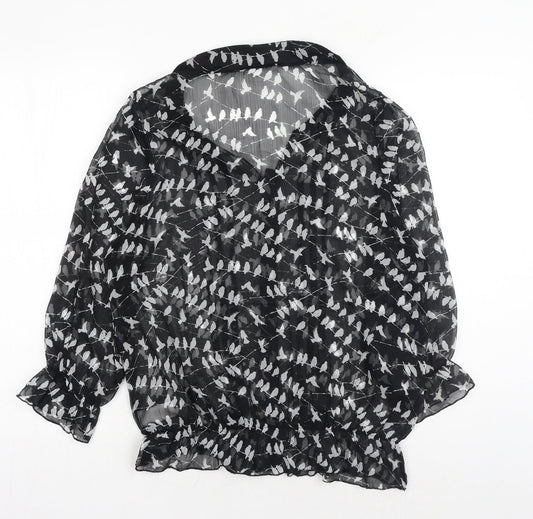 Womens UK Size 10 NEXT Black Basic Button-Up