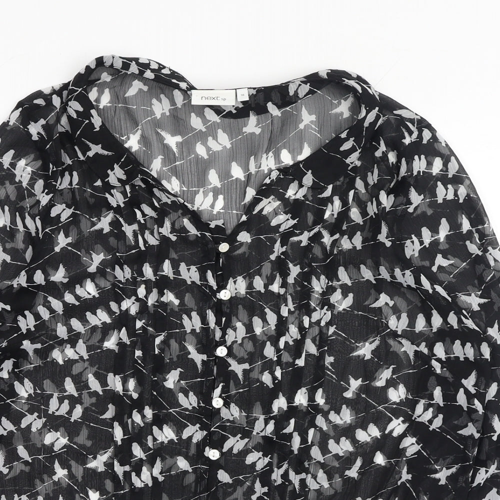 Womens UK Size 10 NEXT Black Basic Button-Up