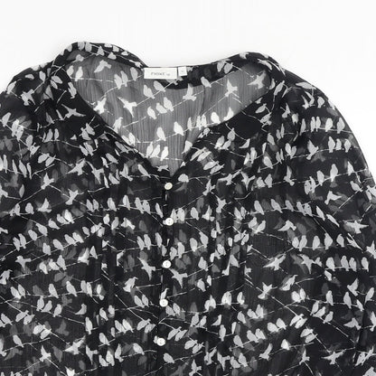 Womens UK Size 10 NEXT Black Basic Button-Up