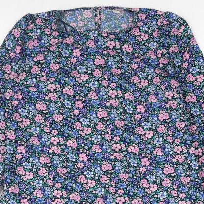 TU Womens Multicoloured Floral Polyester Basic Blouse Size 8 Round Neck