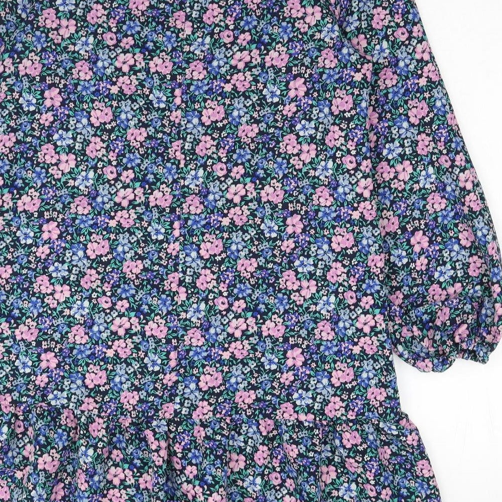 TU Womens Multicoloured Floral Polyester Basic Blouse Size 8 Round Neck