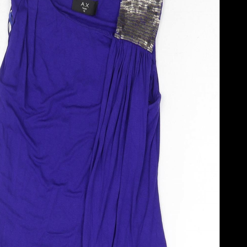 AX Paris Womens Blue Viscose Basic Blouse Size 12 Round Neck