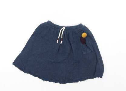 MNG Girls Blue Cotton A-Line Skirt Size L Regular Drawstring