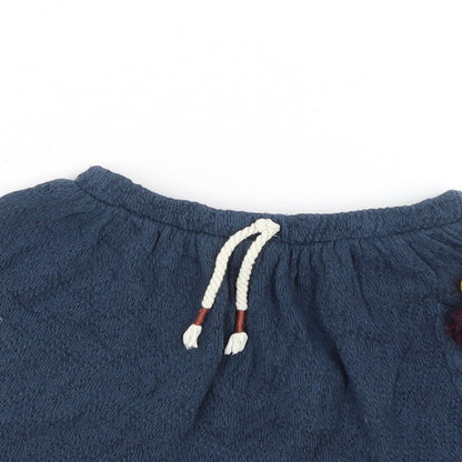 MNG Girls Blue Cotton A-Line Skirt Size L Regular Drawstring