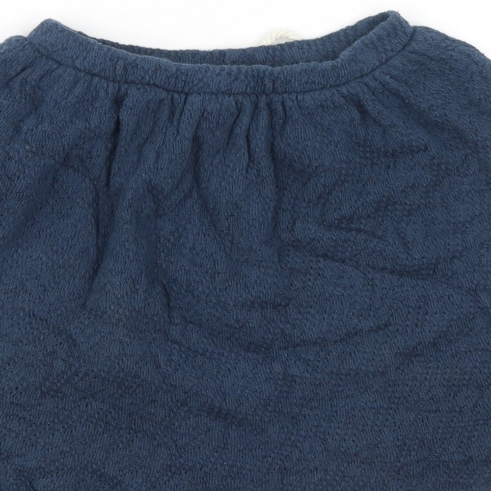 MNG Girls Blue Cotton A-Line Skirt Size L Regular Drawstring