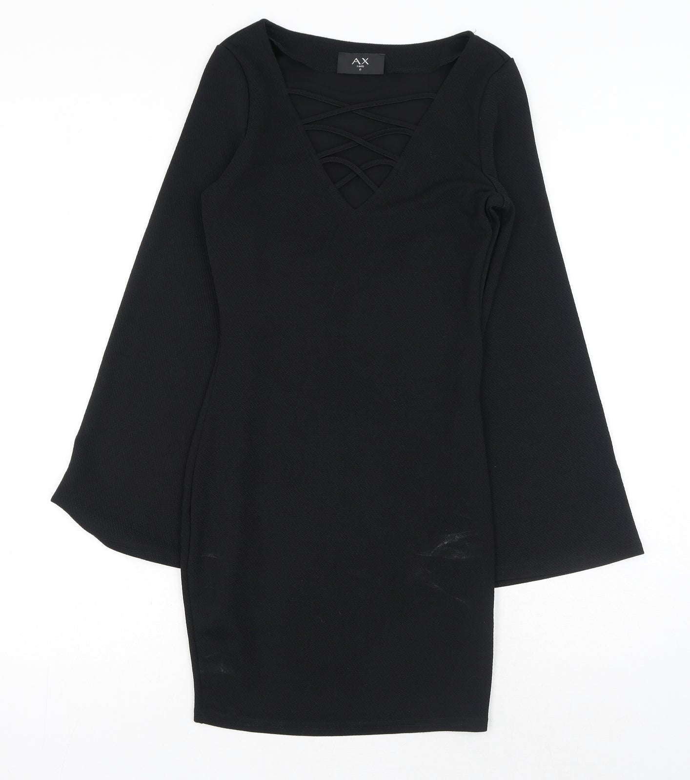 AX Paris Womens Black Polyester Shift Size 8 V-Neck Pullover