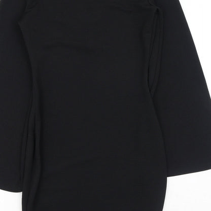 AX Paris Womens Black Polyester Shift Size 8 V-Neck Pullover