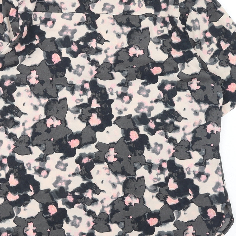 Boohoo Womens Grey Geometric Polyester Basic T-Shirt Size 10 Scoop Neck