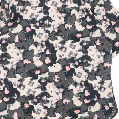 Boohoo Womens Grey Geometric Polyester Basic T-Shirt Size 10 Scoop Neck