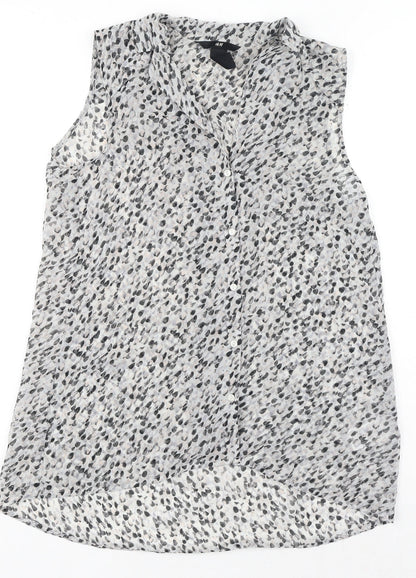 Womens UK Size 6 H&M Grey Basic Button-Up