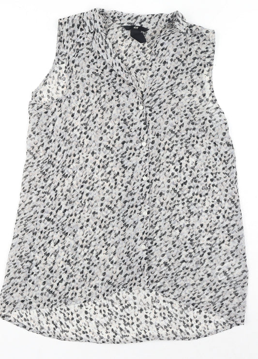 Womens UK Size 6 H&M Grey Basic Button-Up