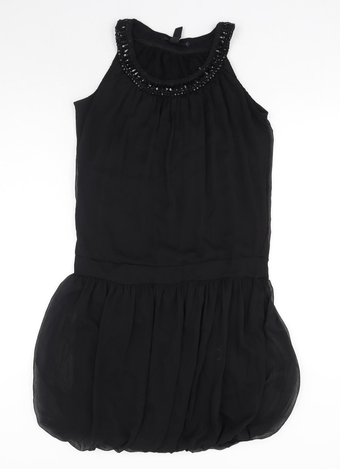 H&M Womens Black Polyester Fit & Flare Size 10 Scoop Neck Pullover