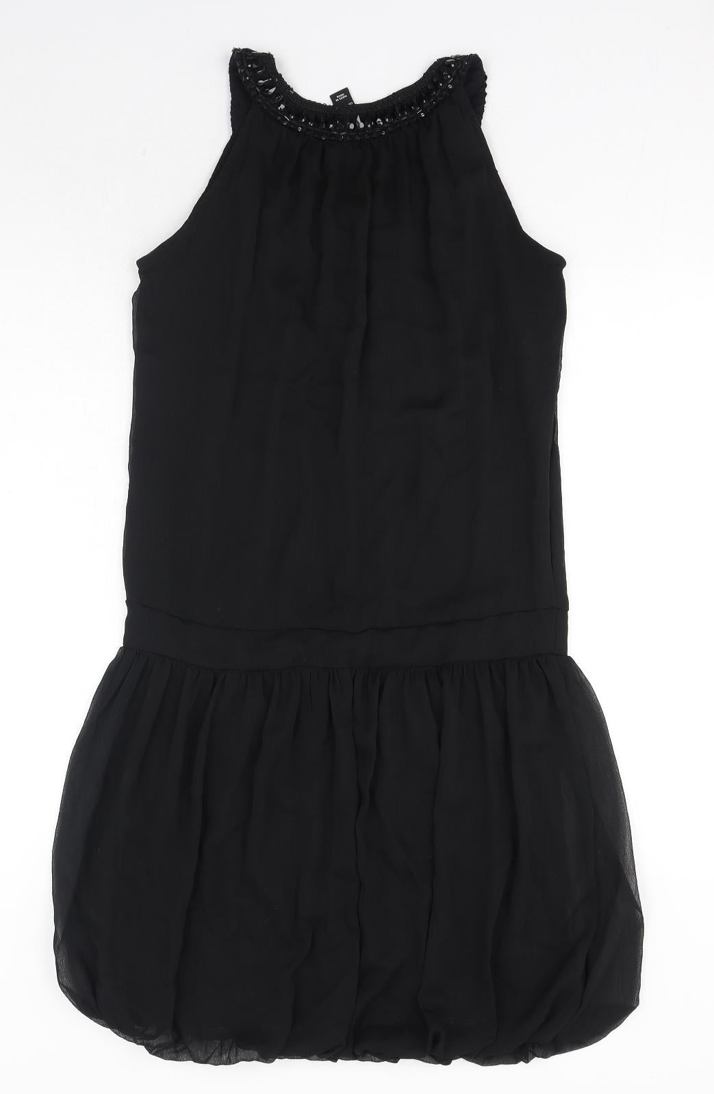H&M Womens Black Polyester Fit & Flare Size 10 Scoop Neck Pullover