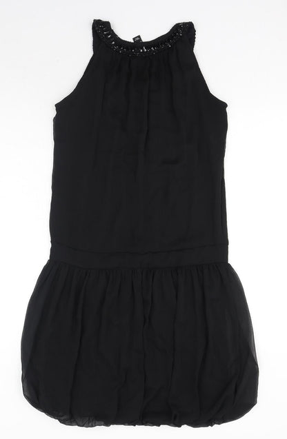 H&M Womens Black Polyester Fit & Flare Size 10 Scoop Neck Pullover