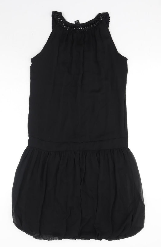H&M Womens Black Polyester Fit & Flare Size 10 Scoop Neck Pullover
