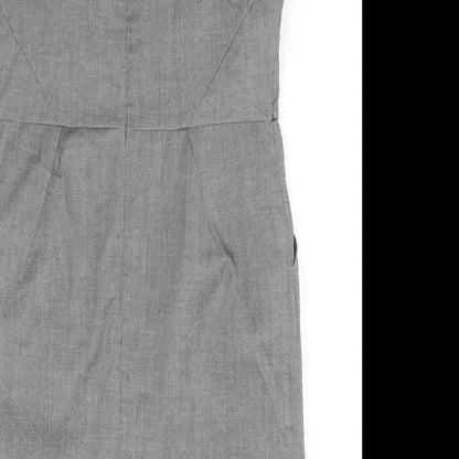 Et Vous Womens Grey Polyester A-Line Size 14 Round Neck Zip