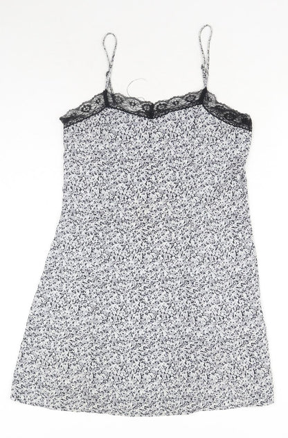H&M Womens Blue Geometric Polyester Tank Dress Size 10 V-Neck Pullover