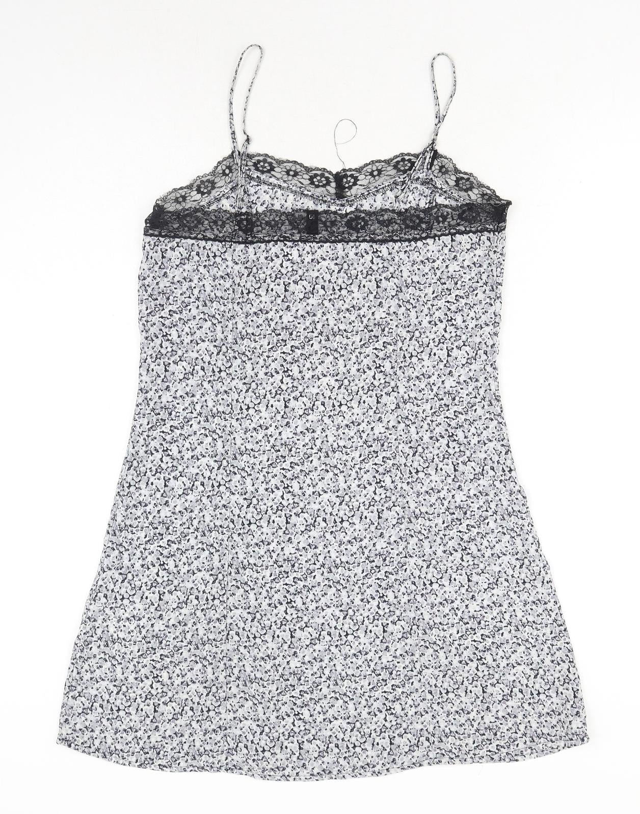 H&M Womens Blue Geometric Polyester Tank Dress Size 10 V-Neck Pullover