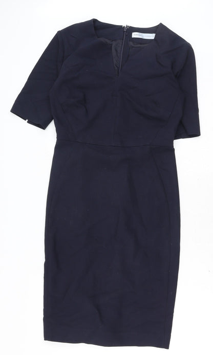 InWear Womens Blue Cotton A-Line Size 8 V-Neck Zip