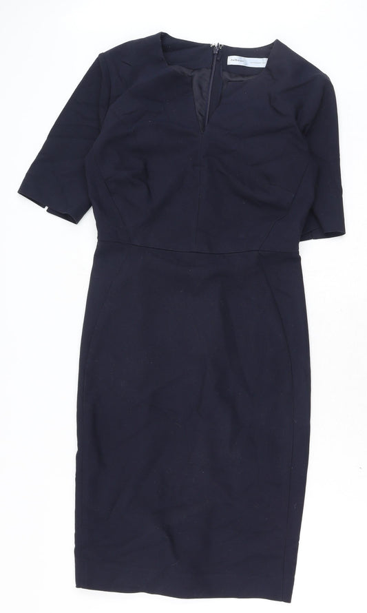 InWear Womens Blue Cotton A-Line Size 8 V-Neck Zip