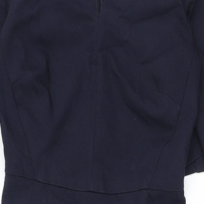 InWear Womens Blue Cotton A-Line Size 8 V-Neck Zip