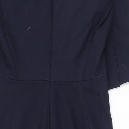 InWear Womens Blue Cotton A-Line Size 8 V-Neck Zip