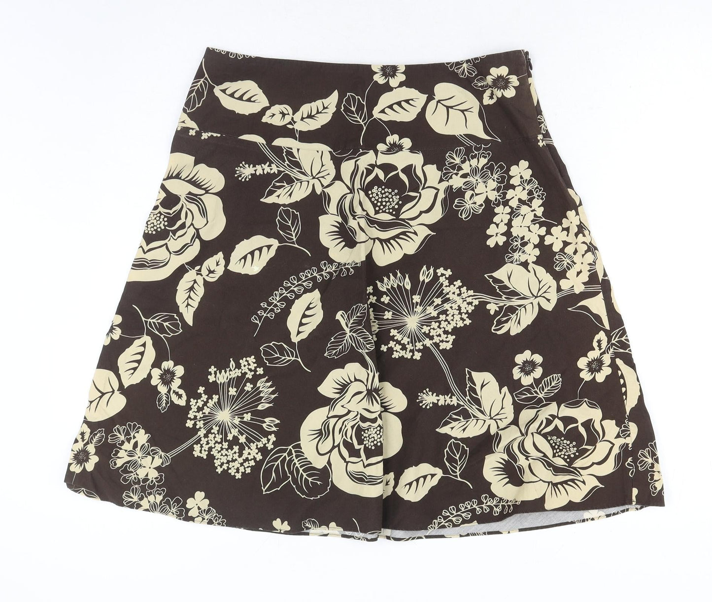 Old Navy Womens Brown Floral Cotton Flare Skirt Size 6 Zip