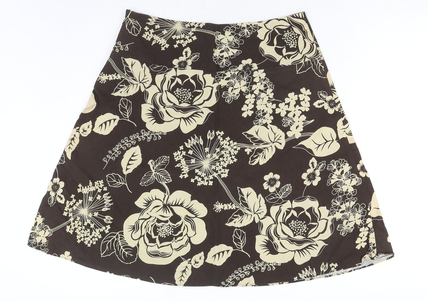 Old Navy Womens Brown Floral Cotton Flare Skirt Size 6 Zip