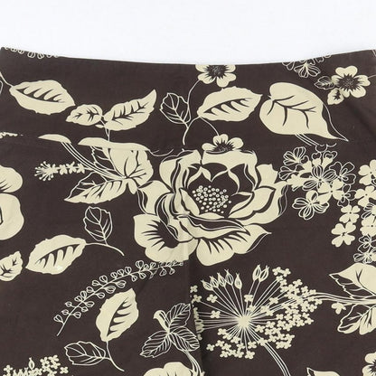 Old Navy Womens Brown Floral Cotton Flare Skirt Size 6 Zip