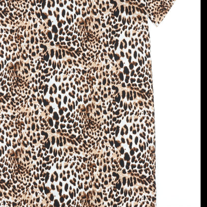 Pieces Womens Brown Animal Print Polyester A-Line Size S Round Neck Pullover - Leopard Print