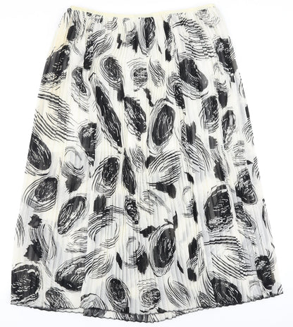 Marks and Spencer Womens Silver Geometric Polyester Pleated Skirt Size 16